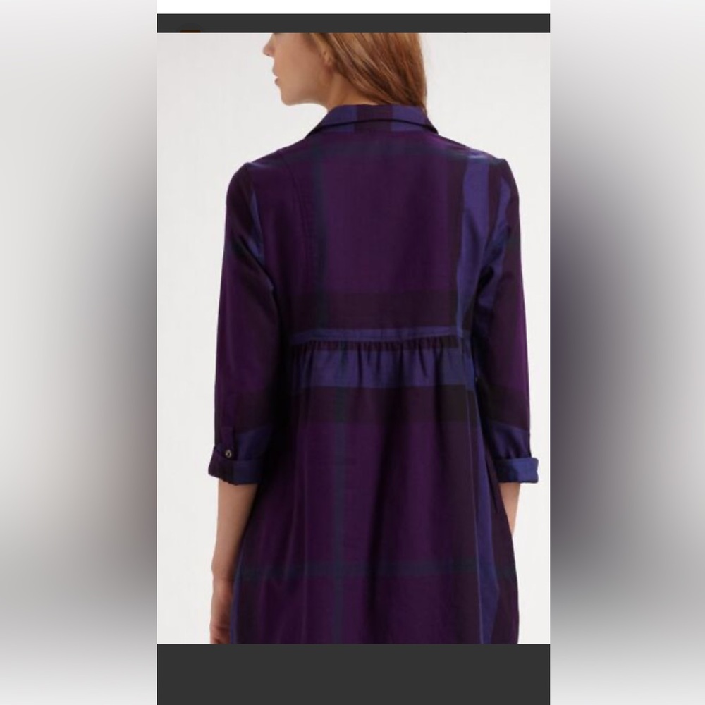 Burberry Brit women’s purple nova check babydoll dress with 3/4‎ sleeves XS